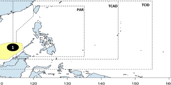 The low pressure area is forecast to form in the East Sea from now until January 15. Photo: PAGASA
