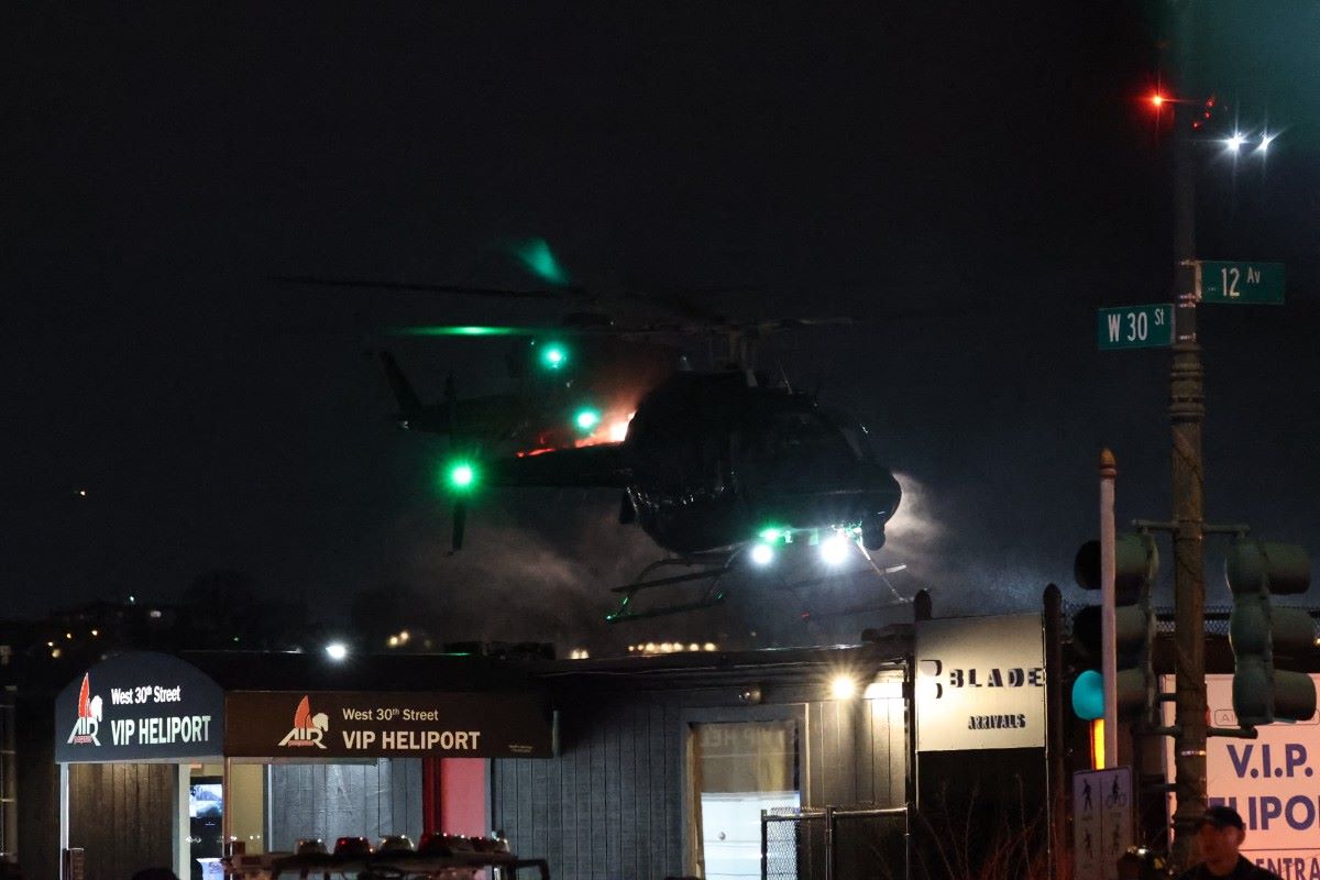 Truc thang cho ong Maduro ha canh xuong san bay Westside o New York, My, ngay 3.1.2026. Anh: AFP