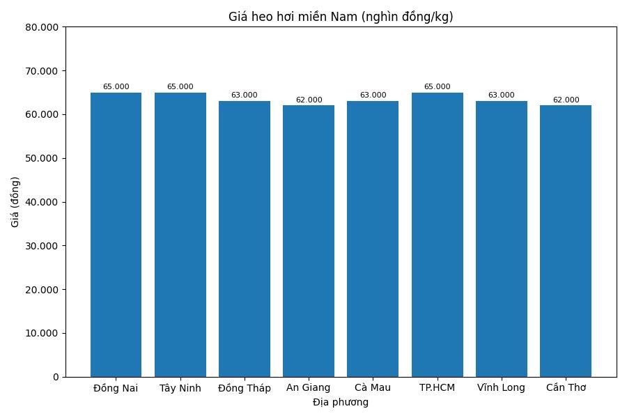 Gia heo hoi hom nay 4.1 tai khu vuc mien Nam. Do hoa: Thuy Linh