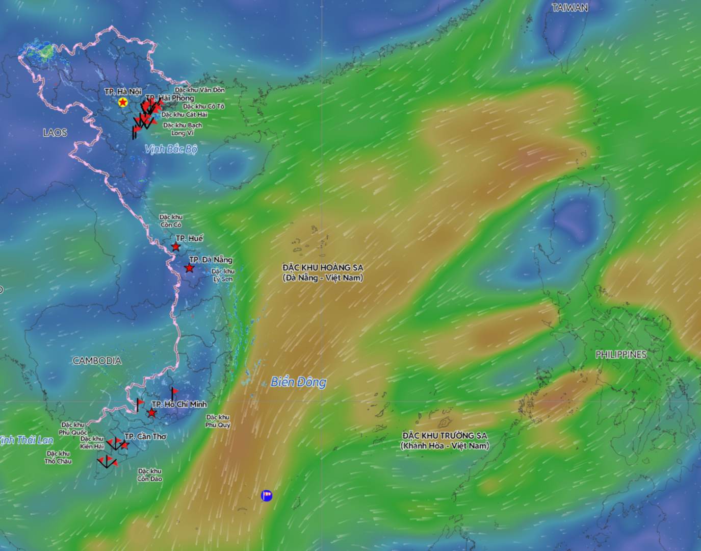 Forecast of increased cold air causing unfavorable weather in the Gulf of Tonkin. Photo: Vietnam Disaster Monitoring System