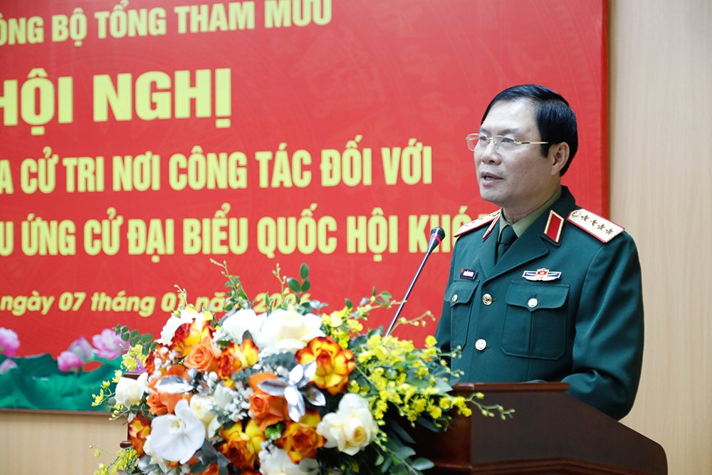 Dai tuong Nguyen Tan Cuong - Tong Tham muu truong QDND Viet Nam, Thu truong Bo Quoc phong - duoc gioi thieu ung cu Dai bieu Quoc hoi khoa XVI. Anh: Bo Quoc phong