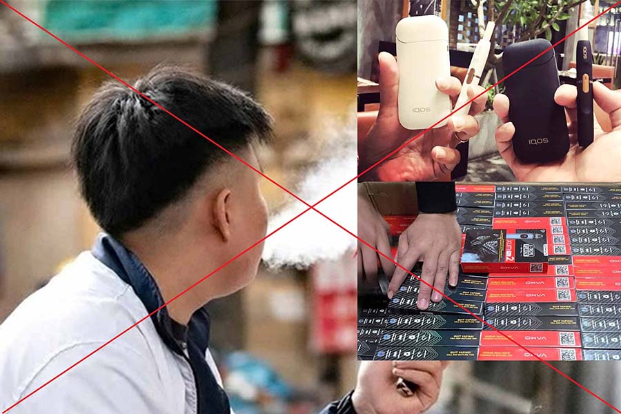 Thuốc lá nung nóng, thuốc lá điện tử dù đã bị cấm tuyệt đối nhưng vẫn được các đầu nậu quảng cáo rầm rộ trong các hội nhóm mạng xã hội. Ảnh: NHÓM PV