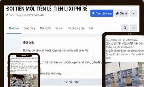 Chiêu lừa đảo thông qua dịch vụ đổi tiền trên mạng xã hội dịp cận Tết Nguyên đán 2025. Ảnh: Cục An toàn thông tin