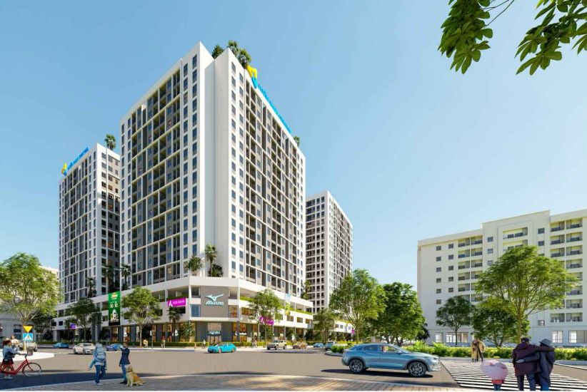 Pho Hien Center Point social housing is located in the inner city, directly connected to the existing urban space. Photo: Mai Huong