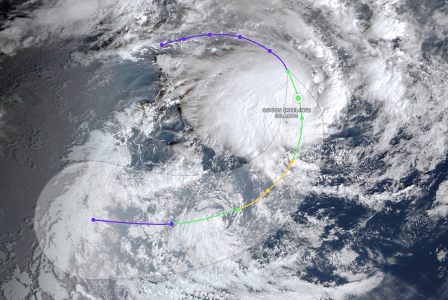 Forecast of the path and affected area of the storm just formed from a new low pressure area in the Indian Ocean. Photo: JMA