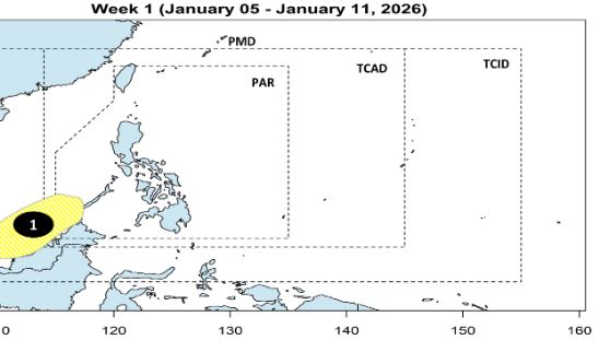 Low pressure in the East Sea appeared on January 5, 2026. Photo: PAGASA