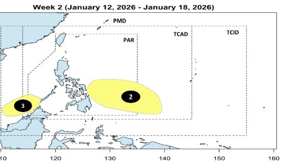 Ap thap 2 va ap thap 3 du kien hinh thanh trong tuan tu ngay. Anh: PAGASA