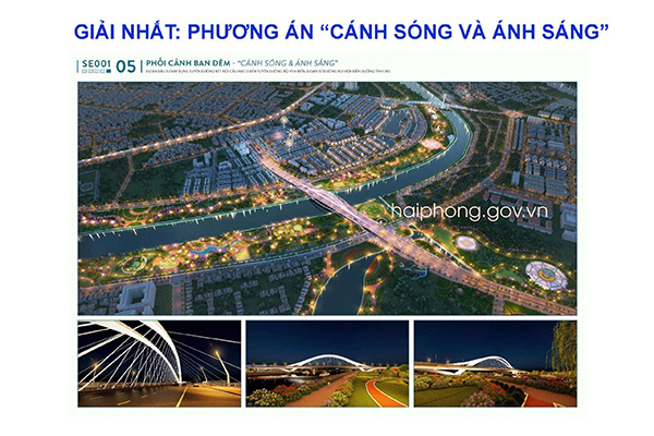 First prize for the architectural plan of Rao 3 bridge named "Waves and Lights". Photo: Hai Phong e-Portal