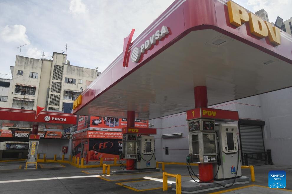 Mot tram xang dong cua ngung hoat dong tai Caracas, Venezuela hom 3.1.2026. Anh: Xinhua