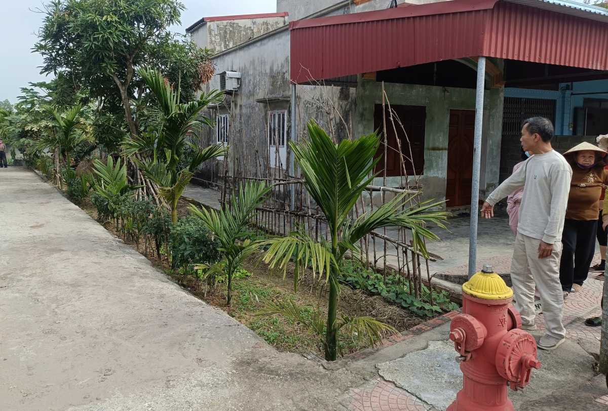Khu vực được cho là lối đi nội đồng đã được đổ một phần bê tông từ đường 405 vào. Ảnh: Băng Tâm