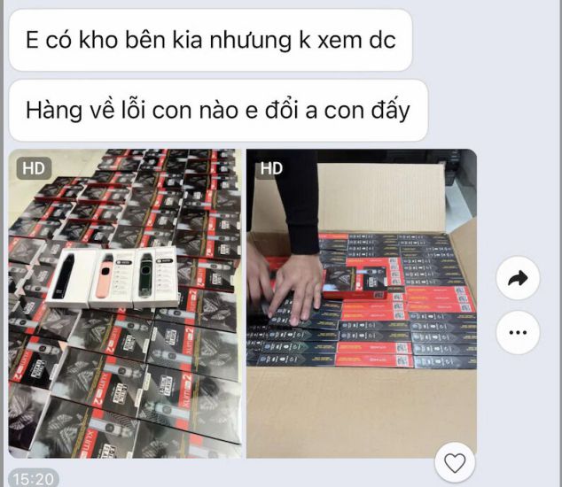 An e-cigarettes seller shows reporters a batch of goods ready in the warehouse preparing to be delivered to customers. Photo: PV GROUP