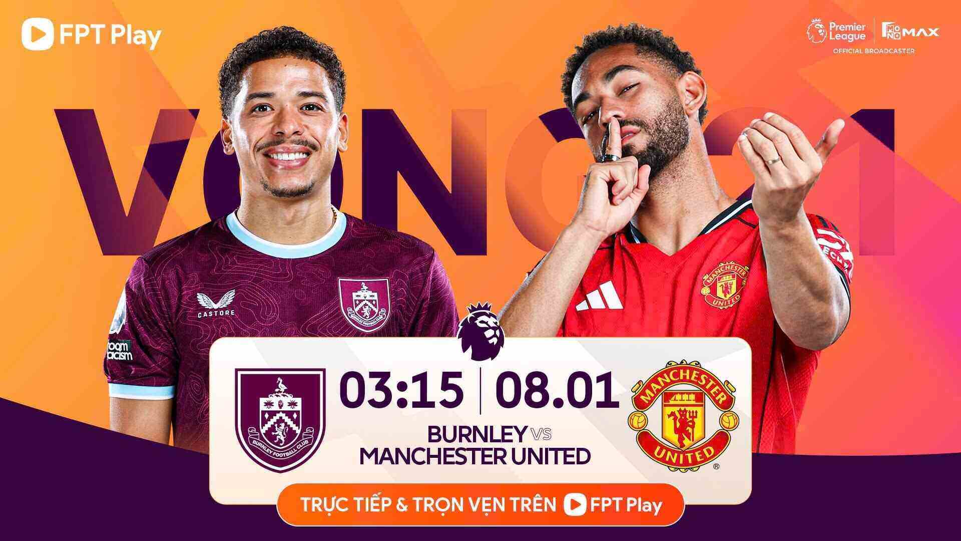 Burnley vs. Man United in the Premier League. Graphics: FPT Play