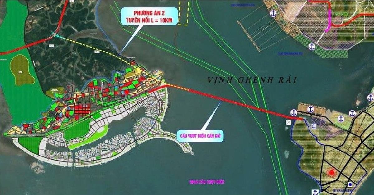 Vi tri xay duong va cau vuot bien noi Can Gio - Vung Tau. Anh: Minh Quan