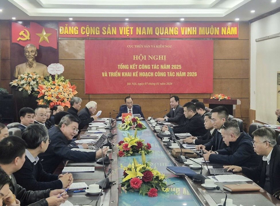 Ngay 7.1.2026, Cuc Thuy san va Kiem ngu to chuc Hoi nghi Tong ket cong tac nam 2025 va trien khai ke hoach cong tac nam 2026. Anh: Thuy Linh