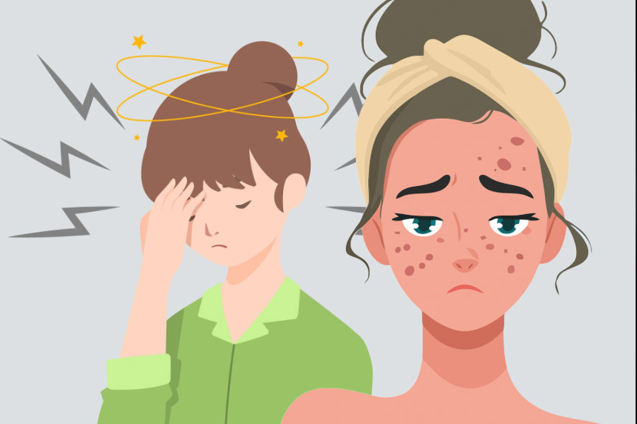 Signs of stress shown on the face. Graphics: Thien Nhan