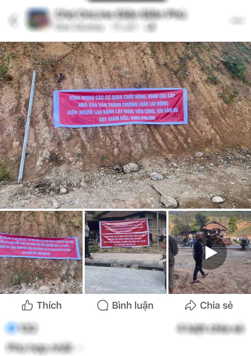 Hinh anh cong nhan cang bang ron doi no duoc chia se trong cac hoi nhom tren mang xa hoi. Anh: Nguoi dan cung cap