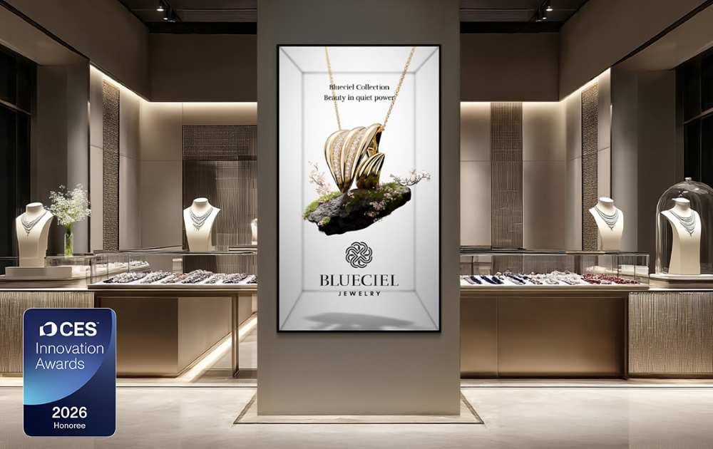 Samsung launches Spatial Signage screen – advertising solution for businesses at CES 2026. Photo: Provided by DN