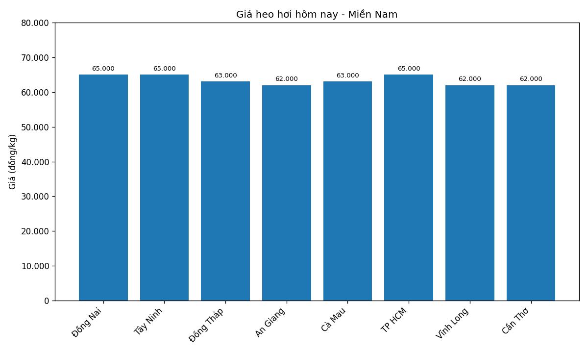 Gia heo hoi hom nay 8.1 tai mien Nam. Do hoa: Thuy Linh