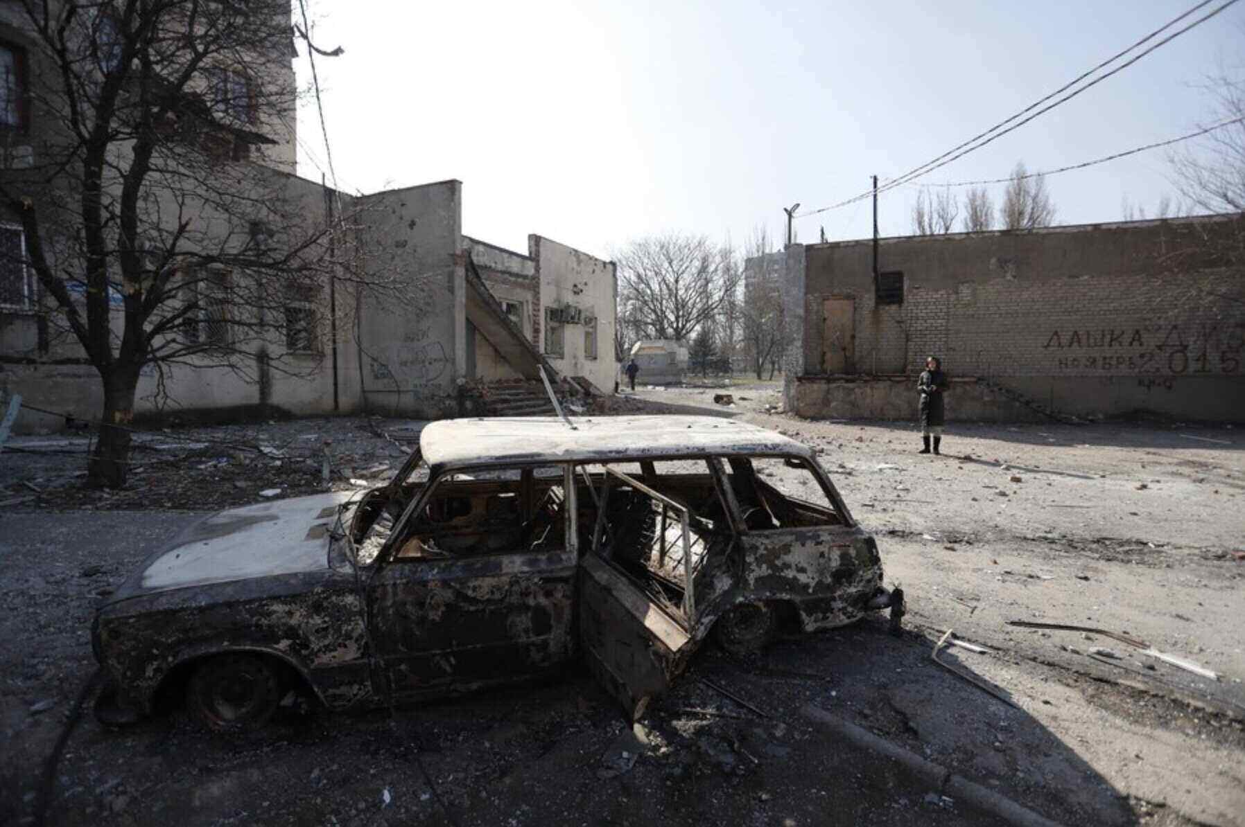 A region in Ukraine was devastated after a Russian attack. Photo: Xinhua