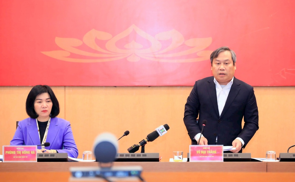 Chairman of Hanoi People's Committee Vu Dai Thang said that Hanoi sets a growth target of over 11% in 2026. Photo: Dinh Hiep