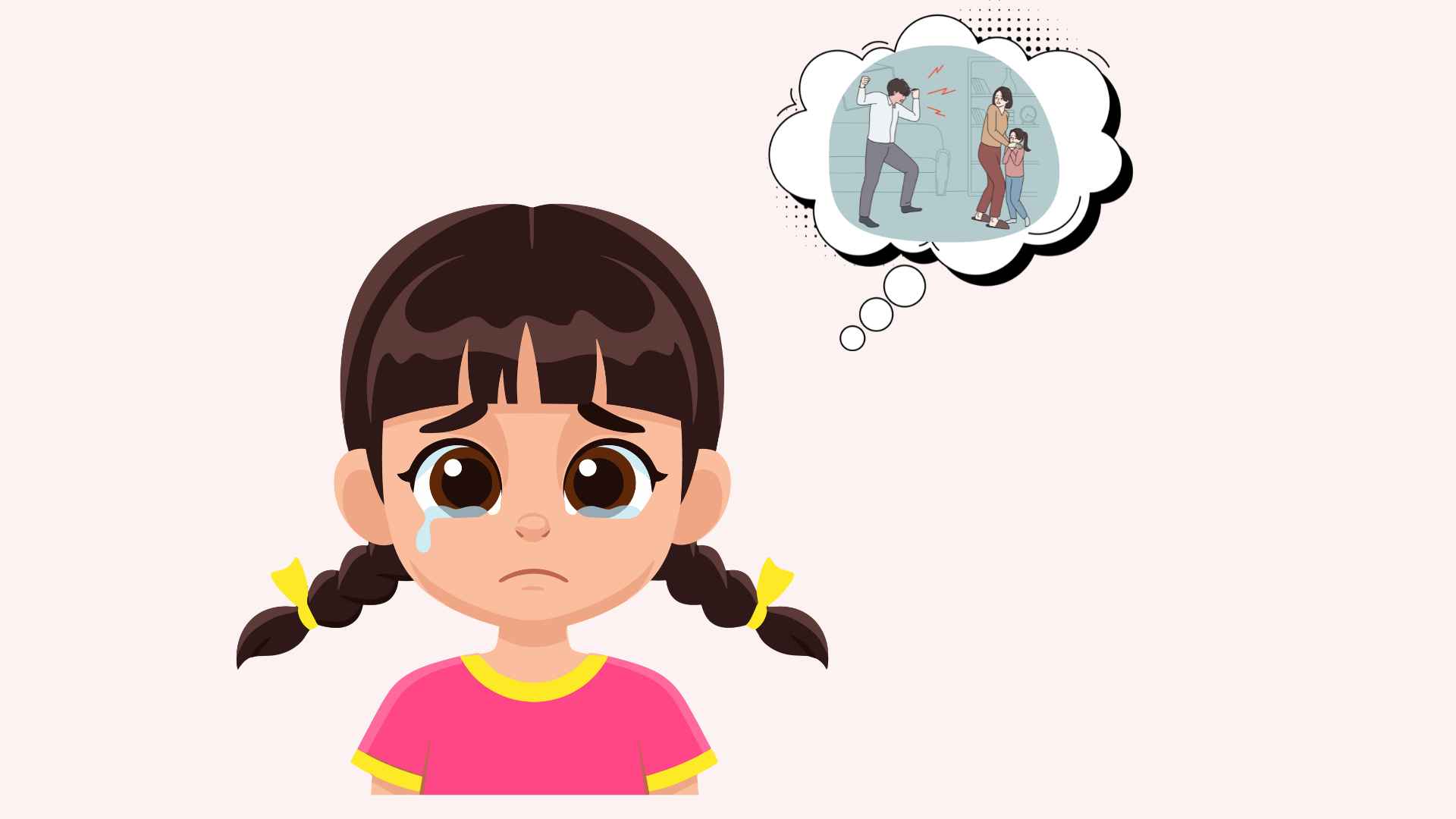 Domestic violence causes many children to grow up with prolonged anxiety. Graphic photo: Hoang Loc