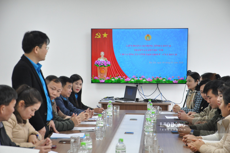 Cong doan Lao Cai lam viec voi Cong doan co so Cong ty CPTD T&D Group. Anh: Dinh Dai