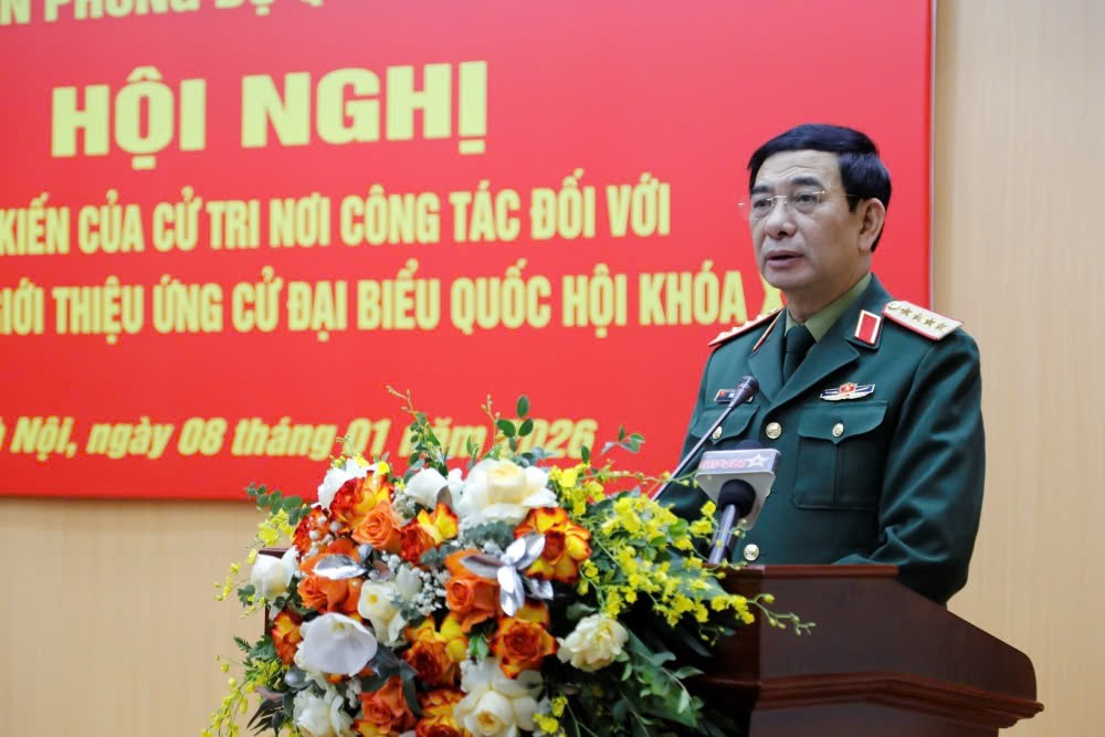 General Phan Van Giang - Minister of National Defense - speaking at the conference. Photo: Duc Anh