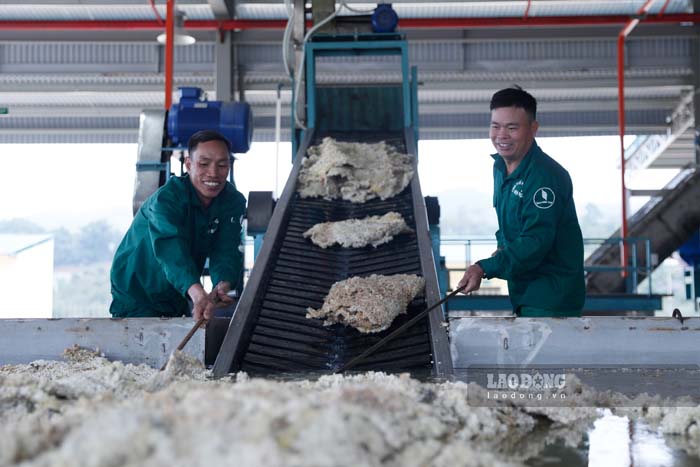 Workers working at Dien Bien Rubber Latex Processing Plant. Photo: Quang Dat