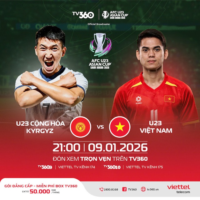 U23 Viet Nam gap U23 Kyrgyzstan tai vong chung ket U23 chau A 2026. Anh: TV360