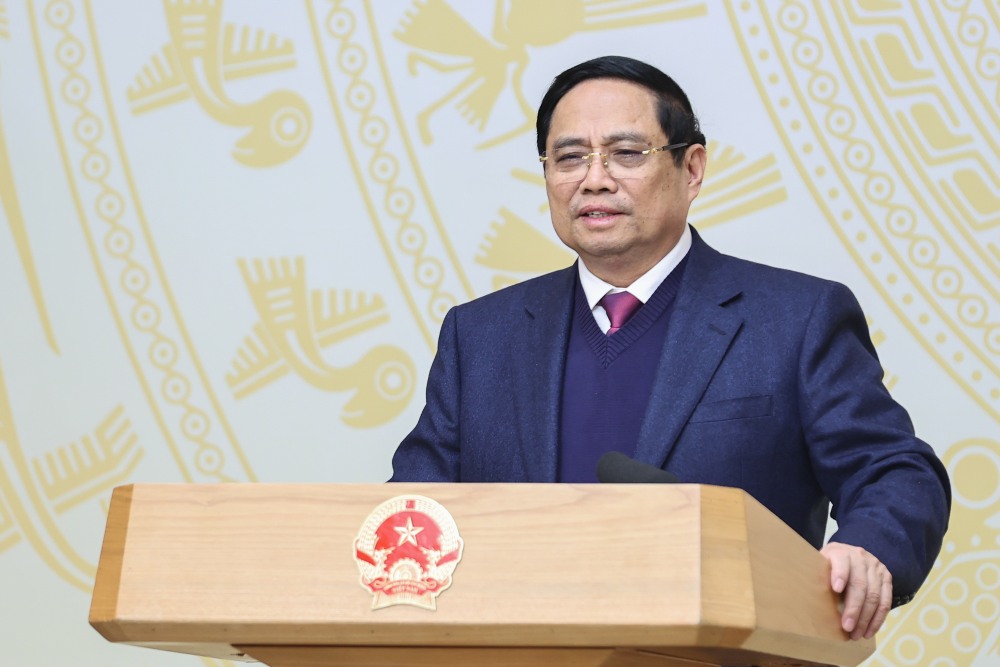 Politburo member, Prime Minister Pham Minh Chinh speaks at the opening of the National Conference to promote public investment in 2025 and 2026. Photo: VGP/Nhat Bac