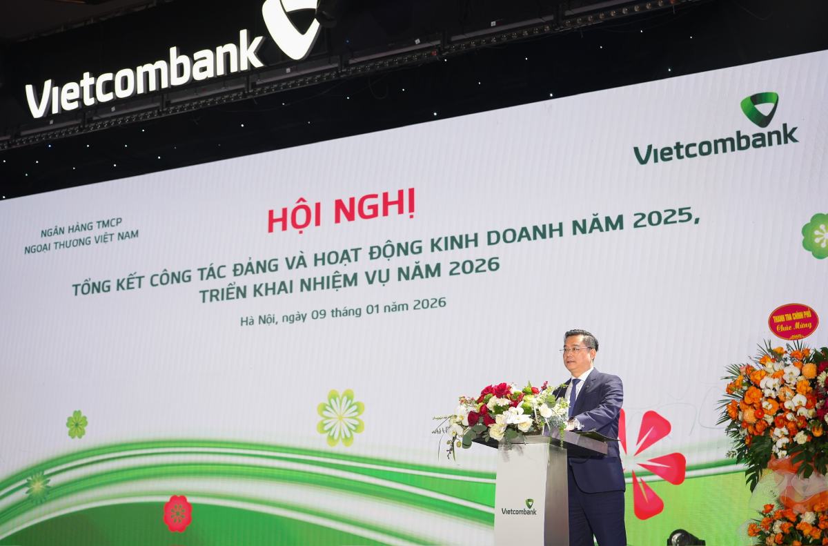 Chairman of Vietcombank's Board of Directors Nguyen Thanh Tung opened the Conference to summarize Party work and business activities in 2025, and deploy tasks for 2026. Photo: Vietcombank