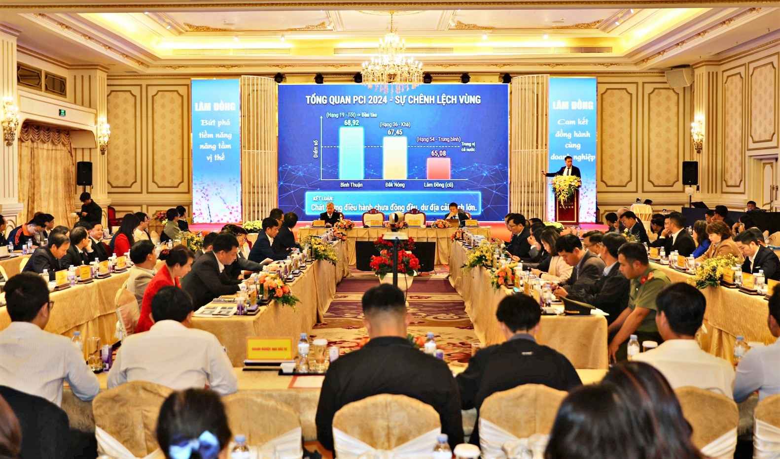 Lam Dong focuses on discussing solutions to improve provincial competitiveness and improve the investment and business environment. Photo: Phuc Khanh