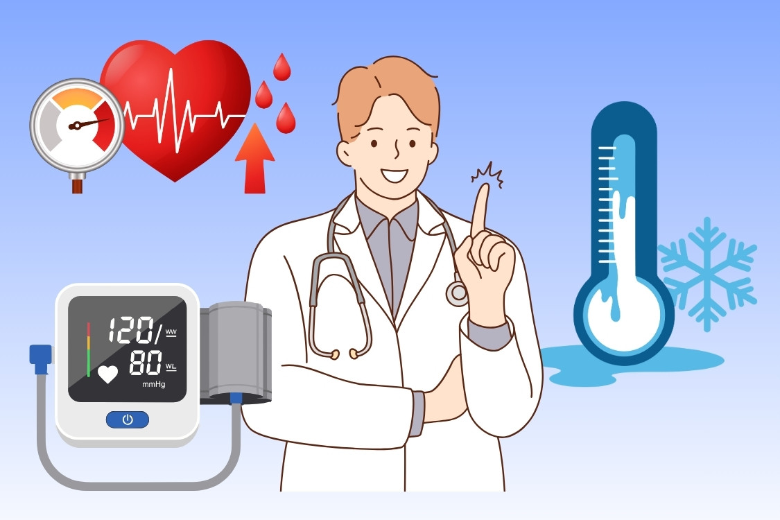 What do high blood pressure people need to do to adapt safely when it's cold