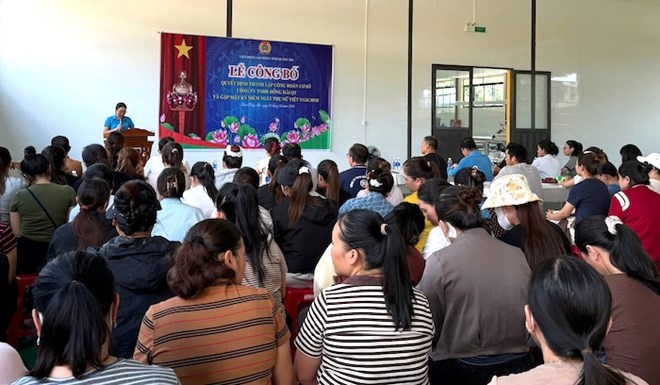 Lễ công bố quyết định thành lập Công đoàn Công ty TNHH Hồng Hải QT (ảnh chụp tháng 10.2026). Ảnh: Công đoàn Quảng Trị