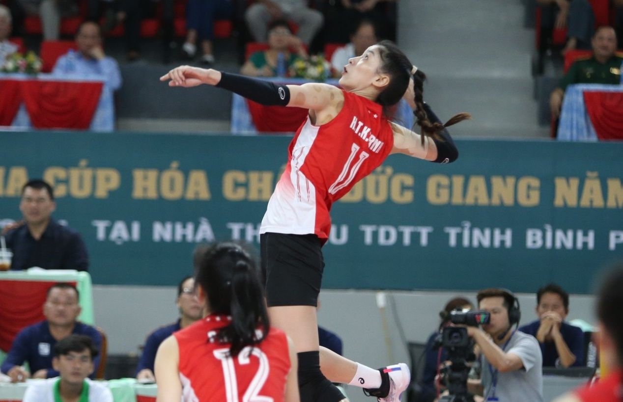 Kiều Trinh đóng góp lớn vào chức vô địch quốc gia của Binh chủng Thông tin. Ảnh: Bóng chuyền Việt Nam