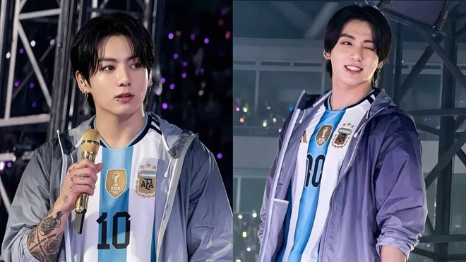 Jungkook (BTS) gây sốt ở Nam Mỹ khi mặc áo đấu của Lionel Messi