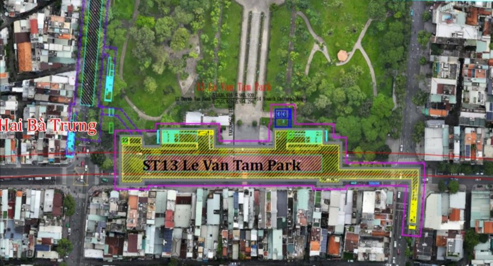 Vị trí ga Lê Văn Tám. Ảnh: Liên danh tư vấn