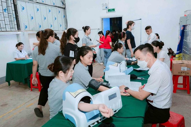 Công ty TNHH Hai thành viên trở lên Hana Leaders tổ chức khám sức khỏe cho đoàn viên, người lao động. Ảnh: Công đoàn Nghệ An đăng tải ngày 5.10
