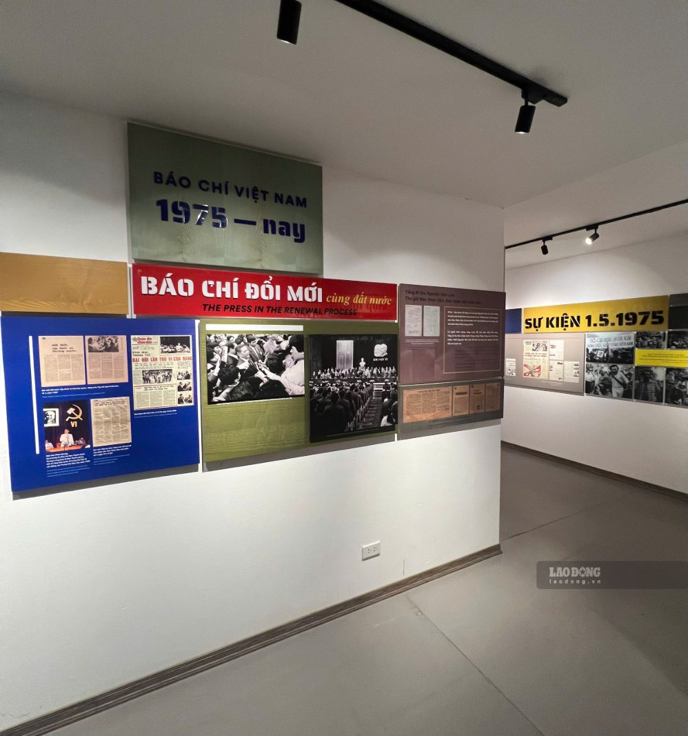 Không gian trưng bày tư liệu và hiện vật bên trong bảo tàng. Ảnh: Hùng Anh