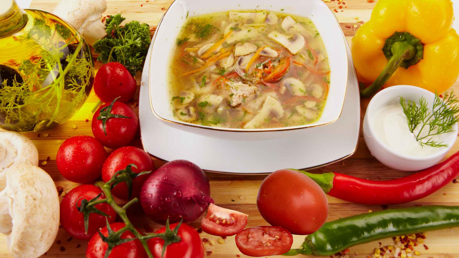 Tomato soup with mushrooms eaten in the morning is very good for the skin. Graphic photo: Huong Son