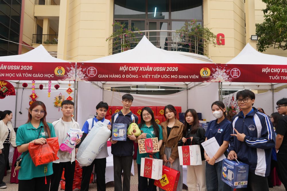 Gian hàng 0 đồng tại Hội chợ Xuân Nhân văn 2026. Ảnh: CĐ USSH