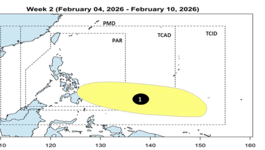Forecast low pressure to appear in the week from February 4-10, 2026. Photo: PAGASA