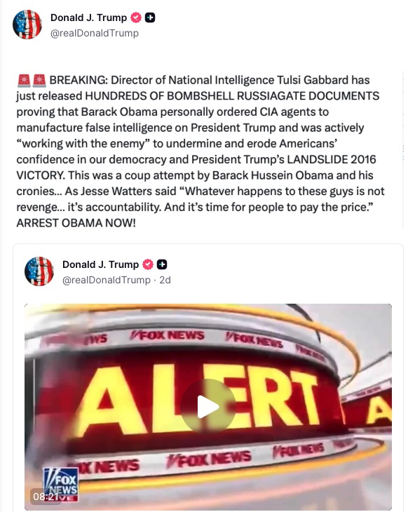 Bài đăng của ông Trump trên mạng xã hội Truth Social. Ảnh: Chụp màn hình