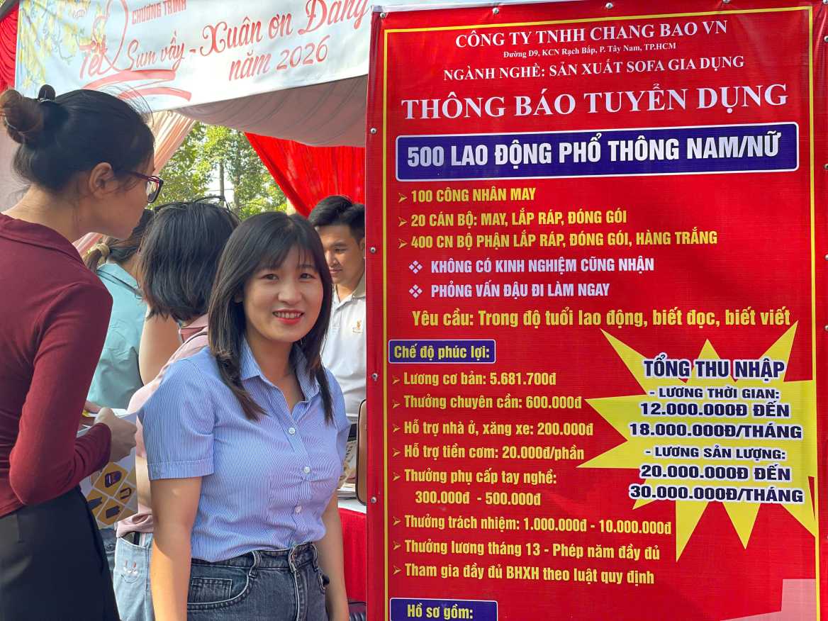 Businesses in Tay Nam ward need to recruit more than 5,000 workers at the end of the year. Photo: Dinh Trong