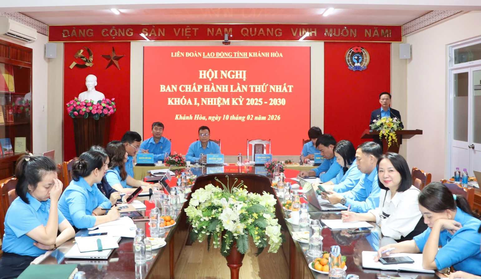 Conference of the Executive Committee of the Khanh Hoa Provincial Labor Federation, first term, term 2025–2030. Photo: Phuong Linh