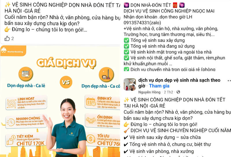 The demand for cleaning and sanitizing houses of people in Hanoi is increasing, making house cleaning services popular. Photo: Thu Giang