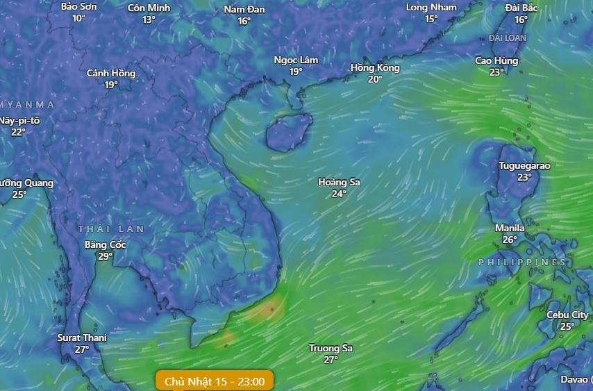 Weather forecast for February 15, 2026 (December 28). Photo: Windy