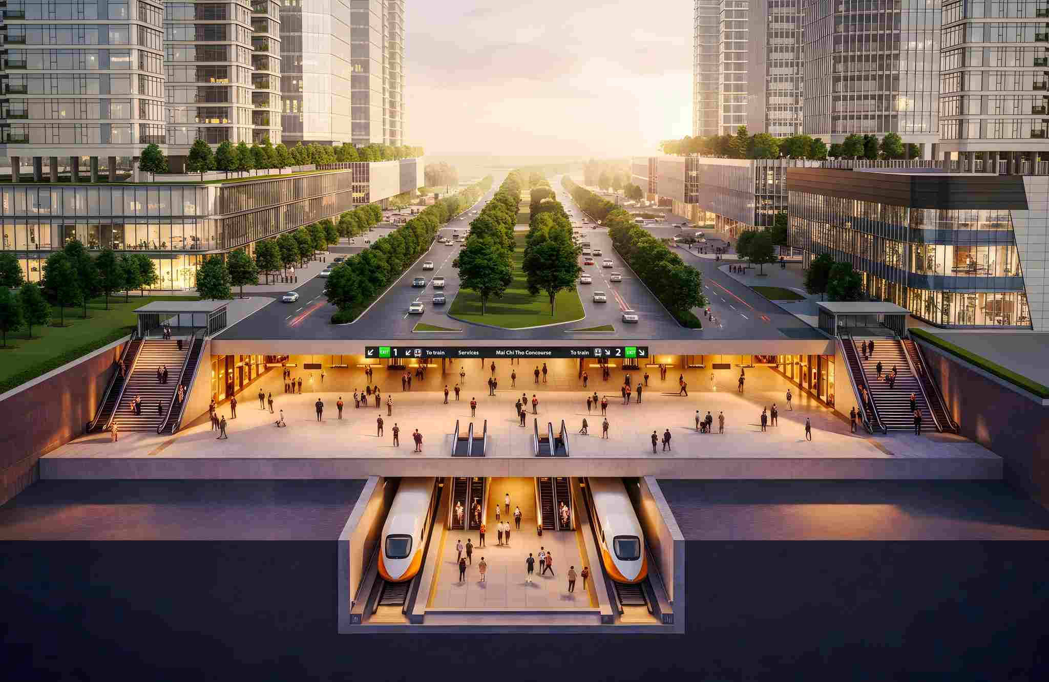 Perspective of the Ben Thanh - Thu Thiem Metro line going underground under Mai Chi Tho street. Photo: Thaco