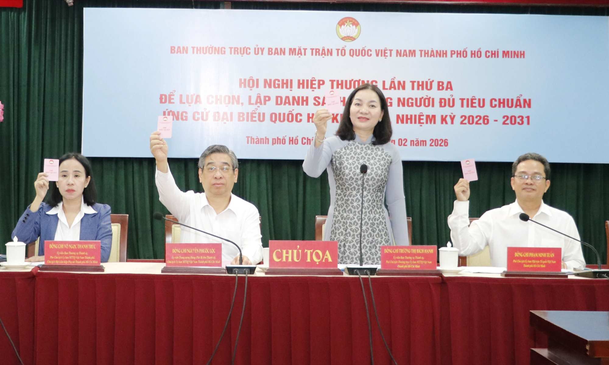 Unified list of 48 candidates for National Assembly deputies of the 16th term and 209 candidates for People's Council deputies of Ho Chi Minh City of the 11th term. Photo: Ngo Binh