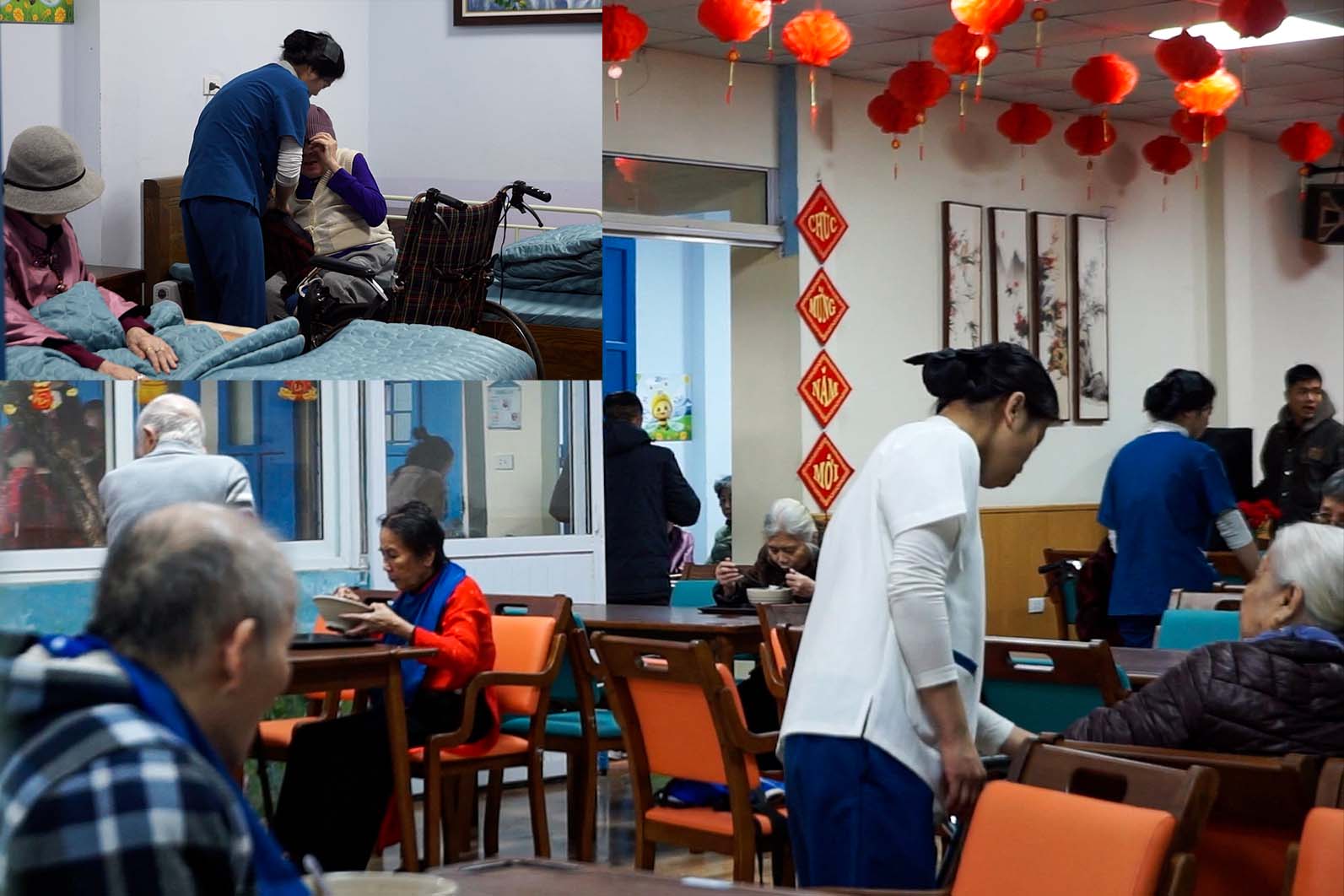 요양원에서 노인들을 위해 설날을 지키는 사람들